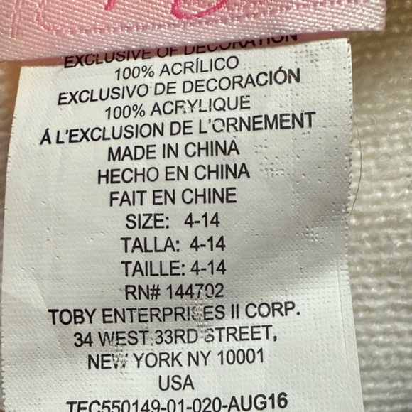 Elegant Kids' Cream Beanie and Scarf Set with Rhinestones - Picture 3 of 4